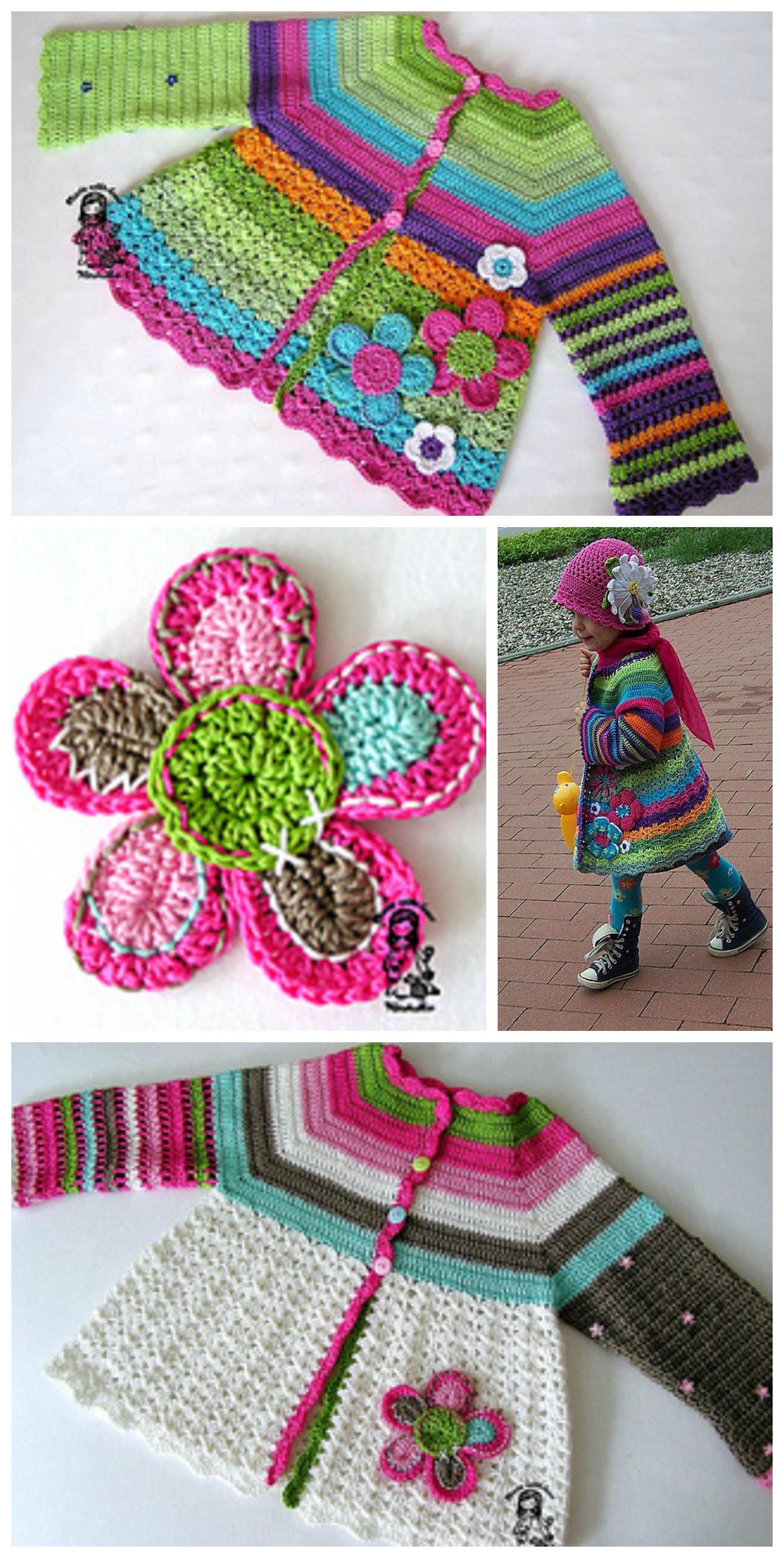 Girls Crochet Flower Cardigan - Free Pattern