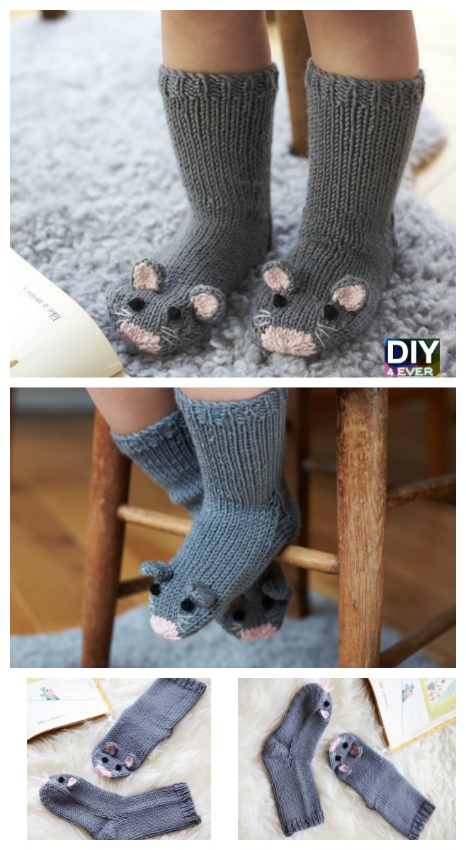 Super Cute Knit Mice Socks - Free Pattern