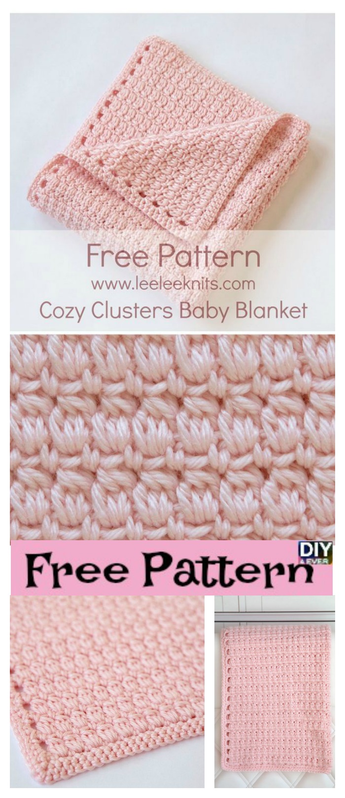 diy4ever-Cozy Clusters Crochet Baby Blanket - Free Pattern