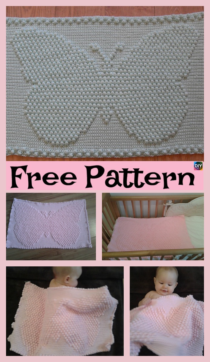 diy4ever- Crochet Butterfly Baby Blanket - Free Pattern