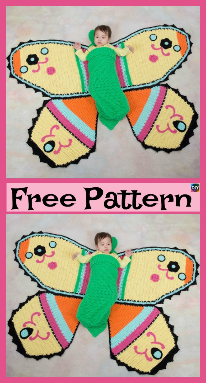 diy4ever-Crochet Butterfly Baby Blanket – Free Pattern 