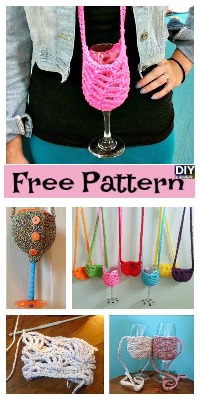  diy4ever- Crochet & Knit Wine Glass Holders- Free Pattern 