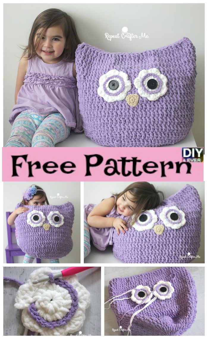 diy4ever- Crochet Oversized Owl Pillow 