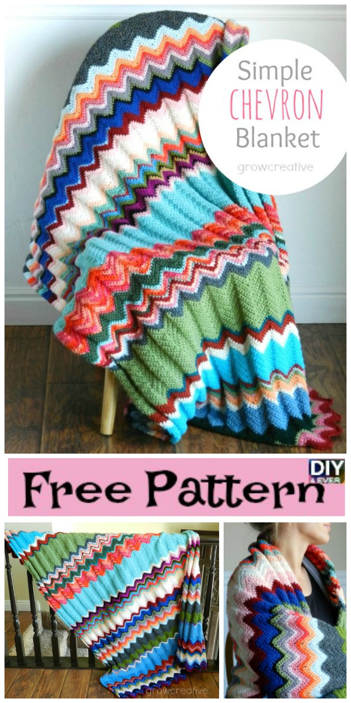 diy4ever- Crochet Simple Chevron Blanket - Free Pattern