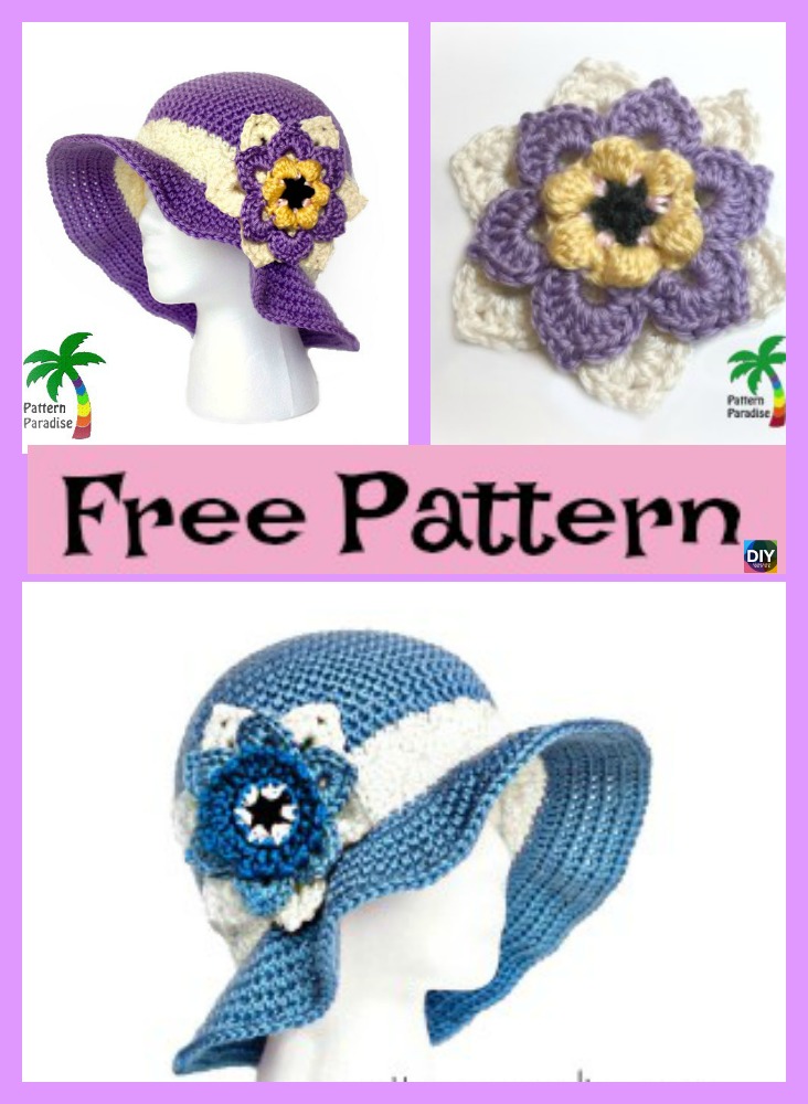 diy4ever- Crochet  Summer Joy Sun Hat - Free Patter