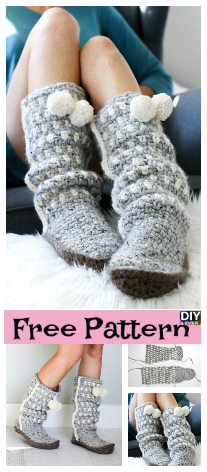 diy4ever- Easy Stylish Crochet Slippers – Free Pattern
