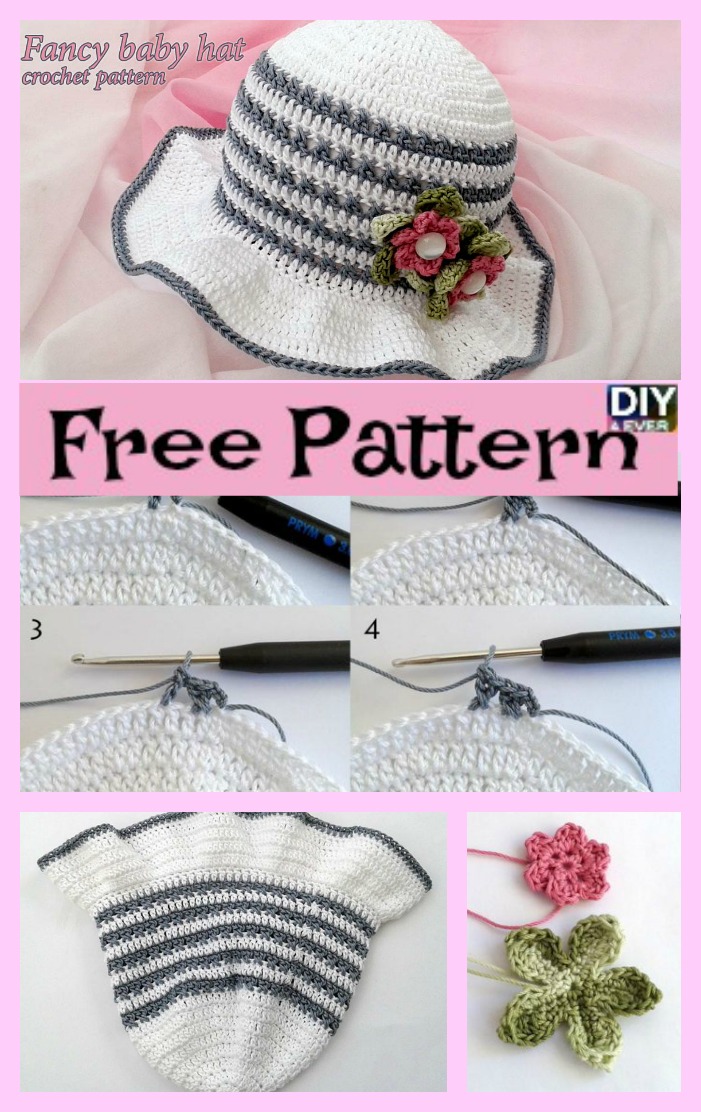 diy4ever- Fancy Crochet Baby Hat - Free Pattern