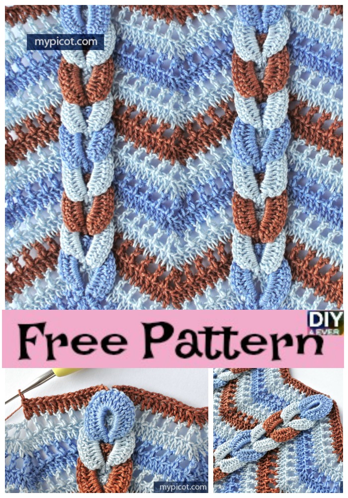 diy4ever- How to Crochet Cable Wave Stitch