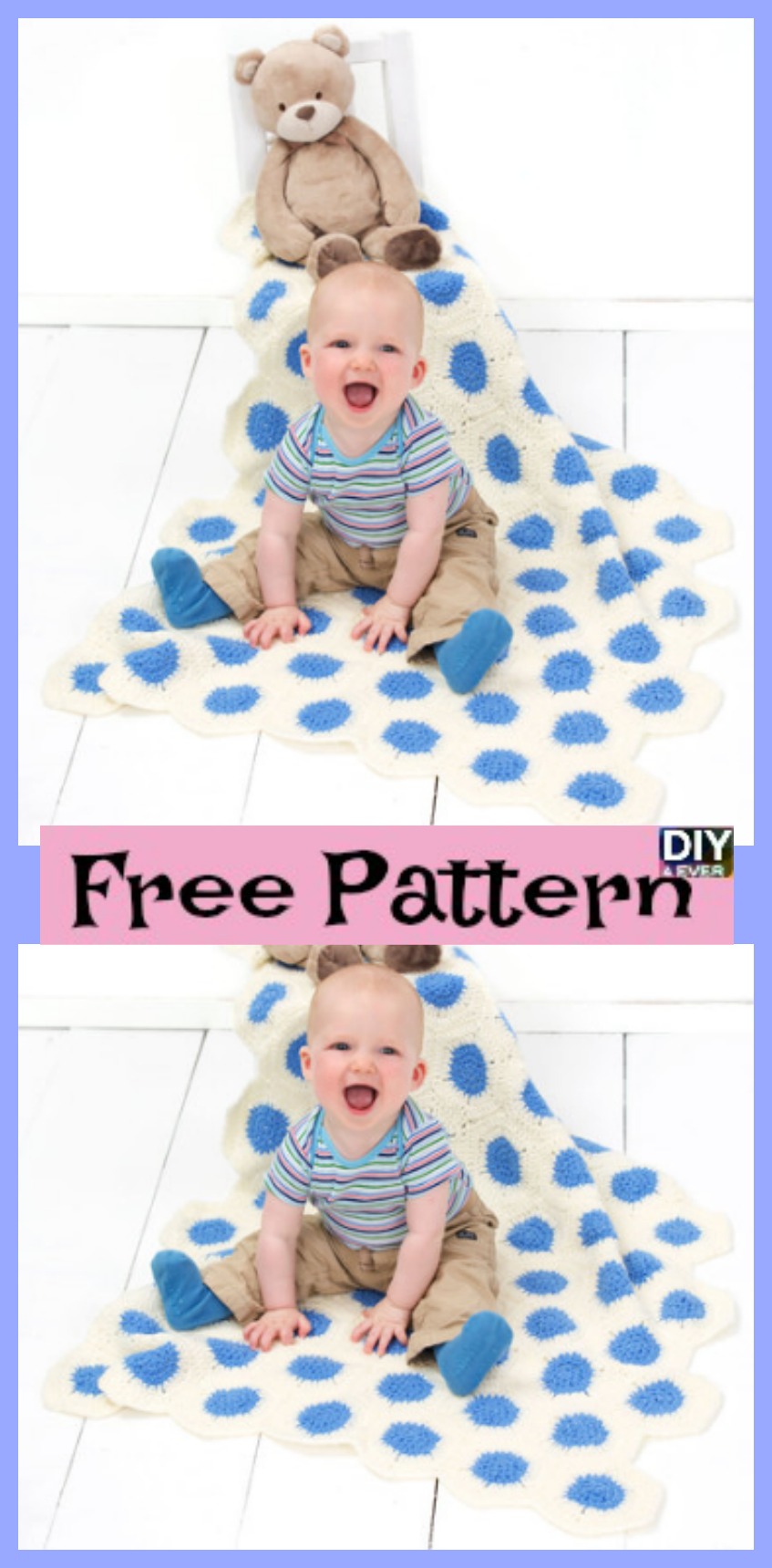 diy4ever-Polka-Dot Crochet Baby Blanket - Free Pattern 