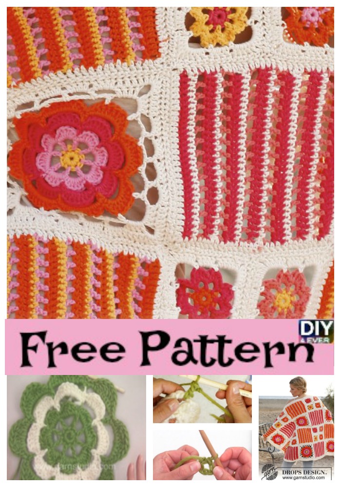 diy4ever- Pretty Crochet Blossom Blanket - Free Pattern