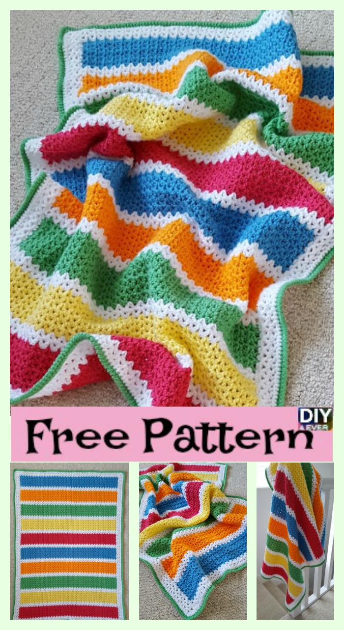 diy4ever-Crochet V-Stitch Baby Blanket - Free Pattern
