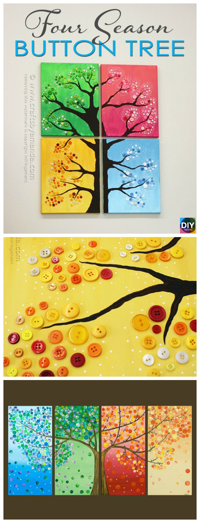 DIY4EVER- 4 Seasons Button Tree Wall Art DIY Tutorial 