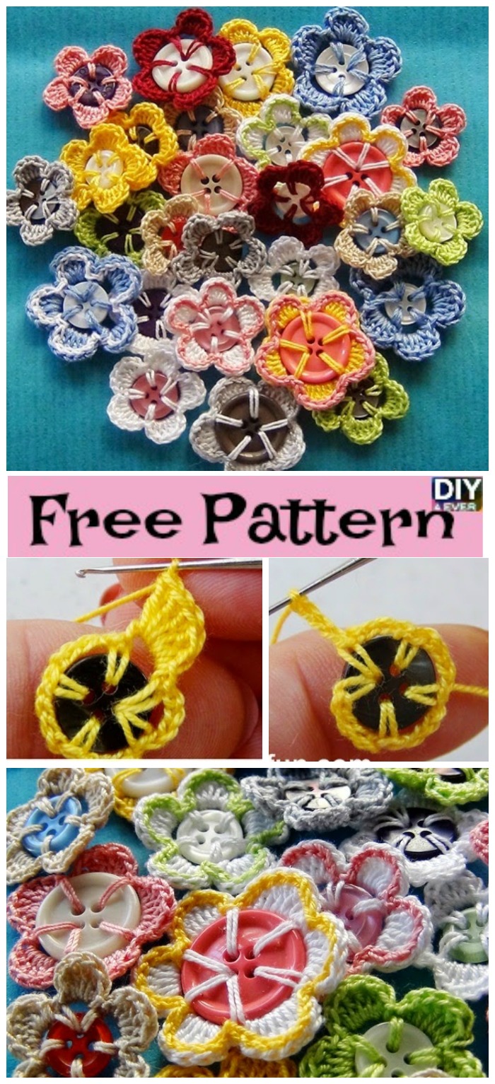 DIY4ever- Crochet Button Flowers - Free Pattern 