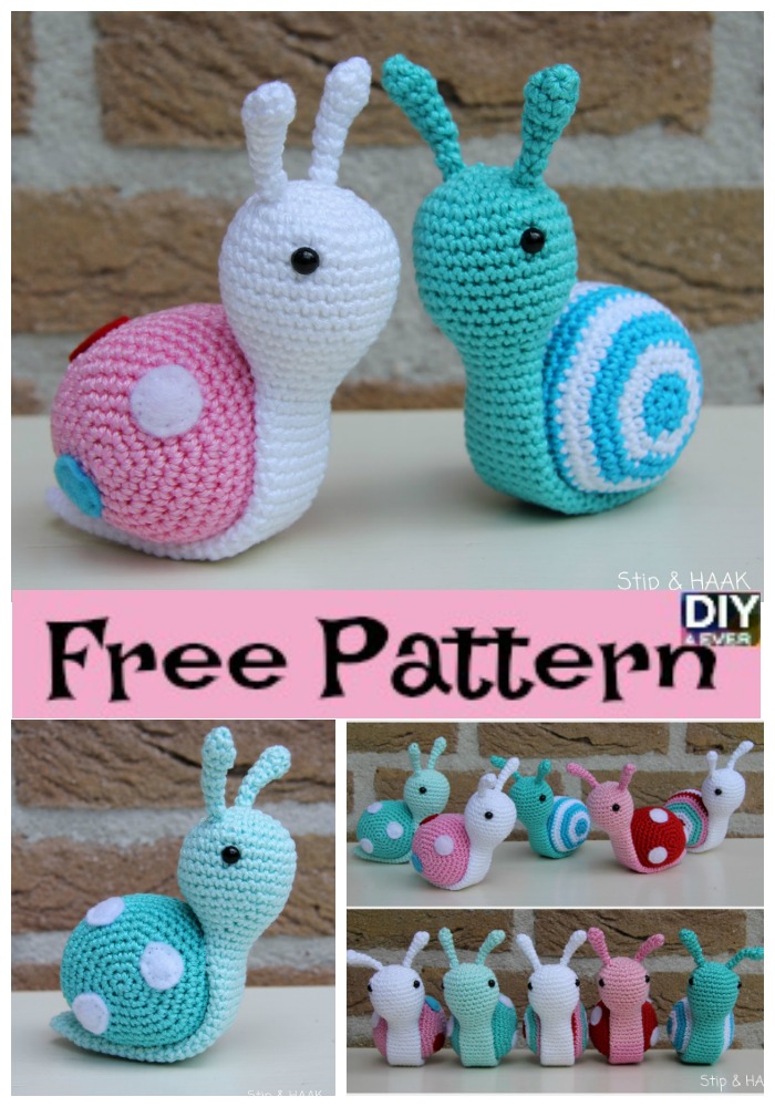 DIY4ever- Super Cute Crochet Snails – Free Pattern 