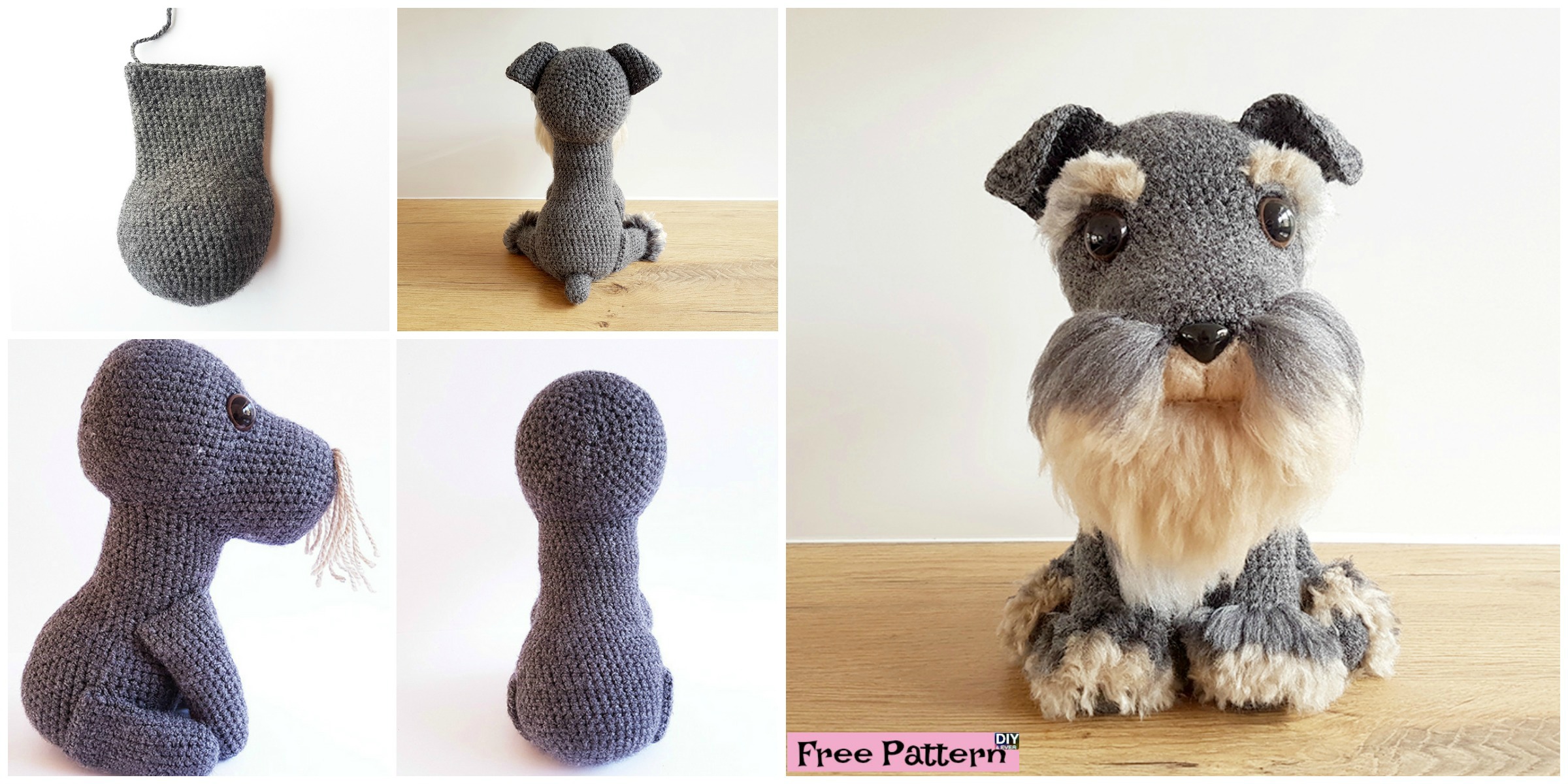 diy4ever- Crochet Amigurumi Schanuzer Dog - Free Pattern