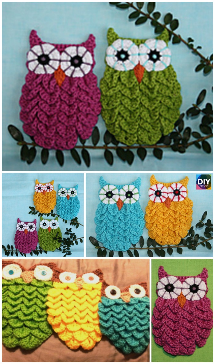 diy4ever-Crochet Crocodile Stitch Owls -free & paid pattern