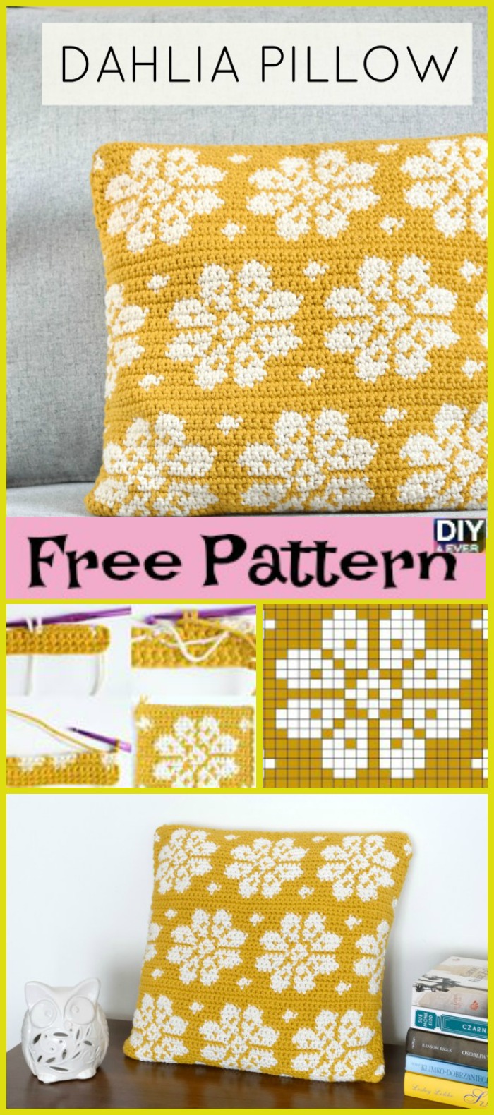 diy4ever- Crochet Dahlia Pillow – Free Pattern 