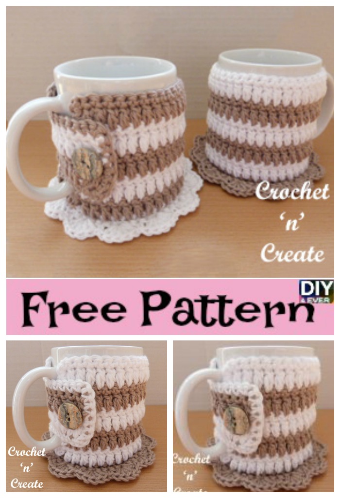 diy4ever-Crochet Mug Cozy Coaster - Free Pattern 