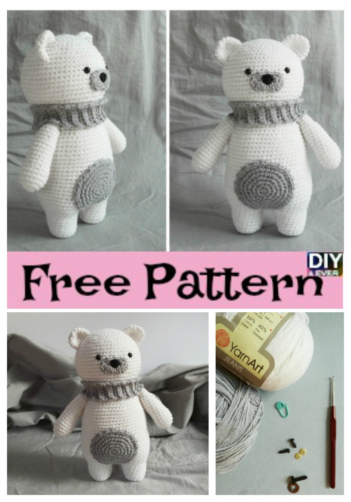diy4ever- Crochet Polar Bear Amigurumi - Free Pattern 