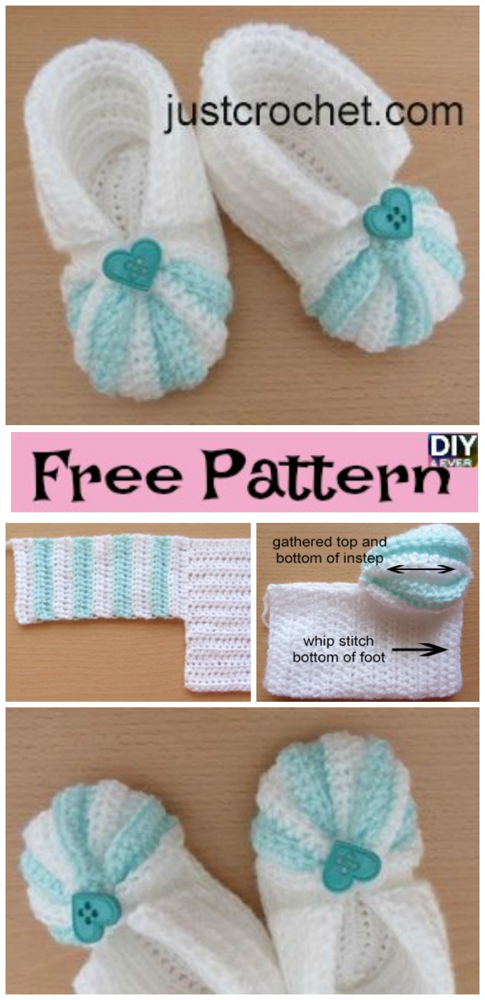 diy4ever- Crochet Striped Baby Booties - Free Pattern 