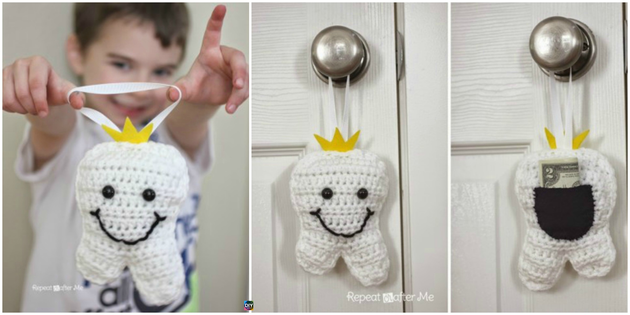 diy4ever-Crochet Tooth Fairy Pillow- Free Pattern