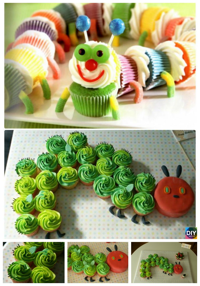 diy4ever- How to DIY Colorful Caterpillar Cupcakes 