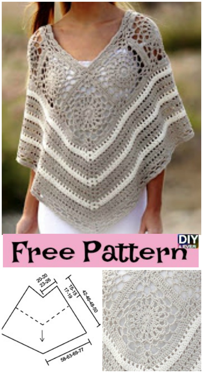 diy4ever-Pretty Crochet Poncho - Free Pattern
