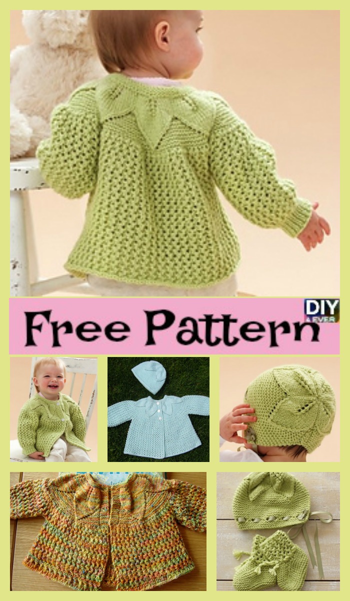 diy4ever- Adorable Knit Leaf Sweater Set - Free Pattern 