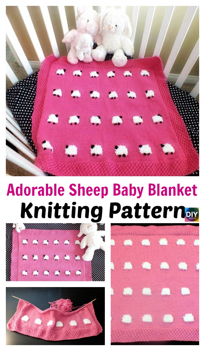 diy4ever-Adorable Knitted Sheep Baby Blanket Pattern 