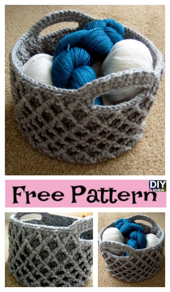 diy4ever-Beautiful Crochet Round Basket - Free Pattern