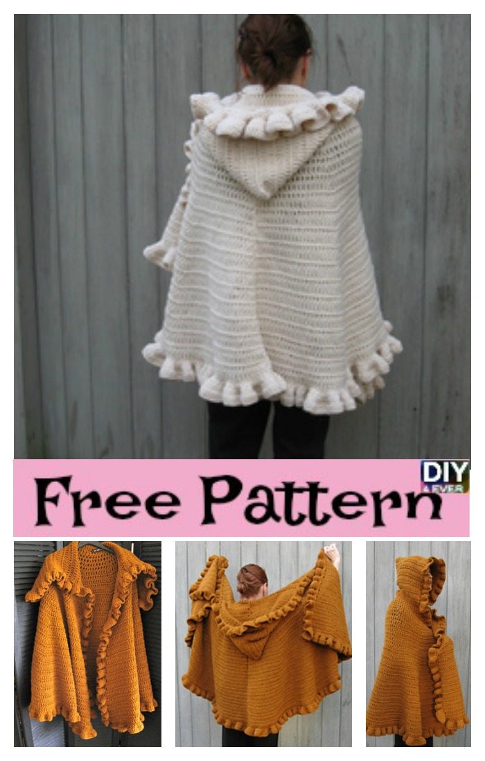 diy4ever- Cozy Crochet Ruffled Shawl - Free Pattern 