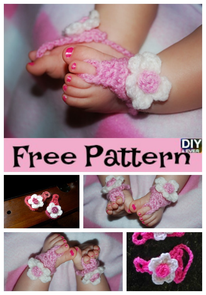 diy4ever Crochet Baby Flower Sandals - Free Pattern