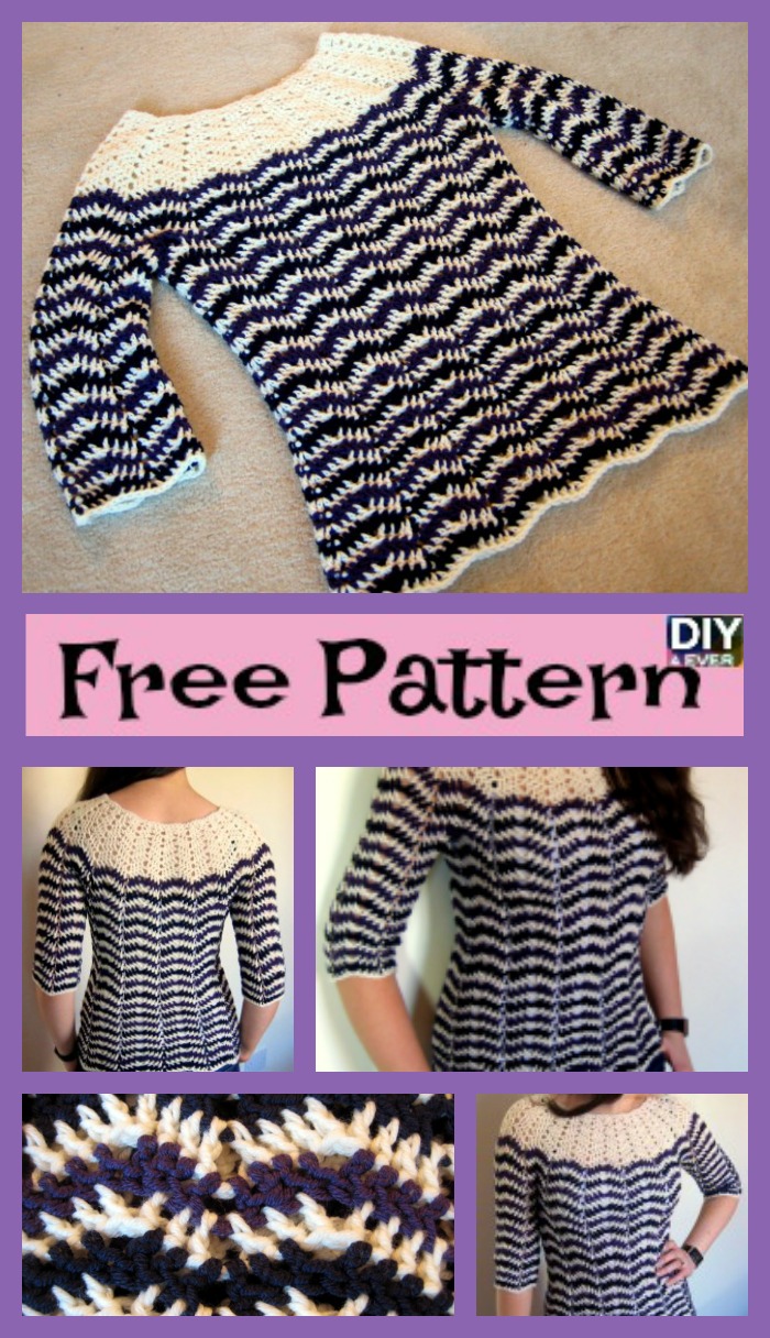 diy4ever- Crochet Chevron Stripes Sweater - Free Pattern 