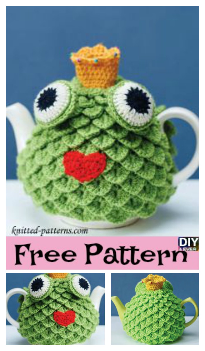 diy4ever- Crochet Crocodile Stitch Tea Cosy - Free Pattern 