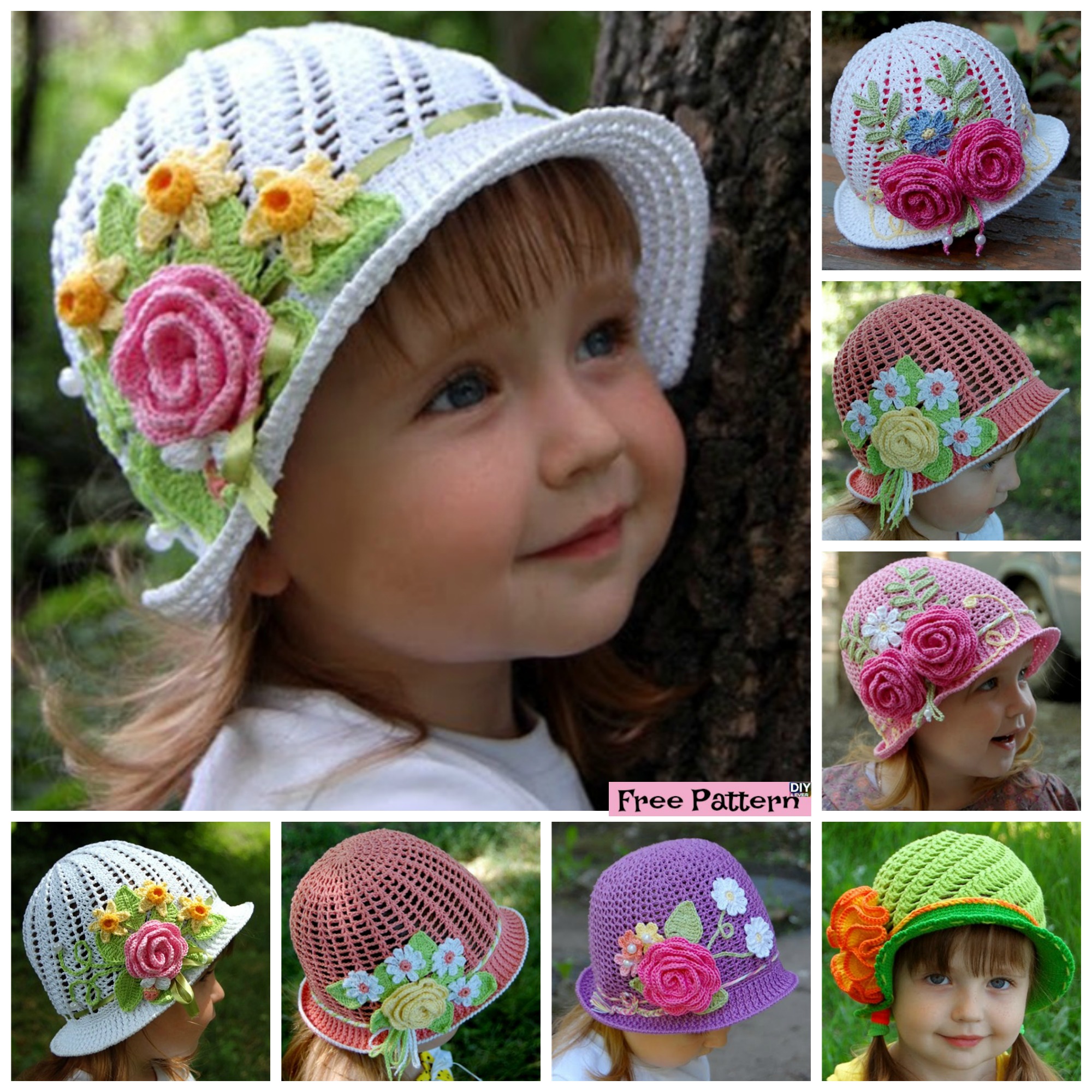 diy4ever -Crochet Flower Sun Hats - Free Pattern