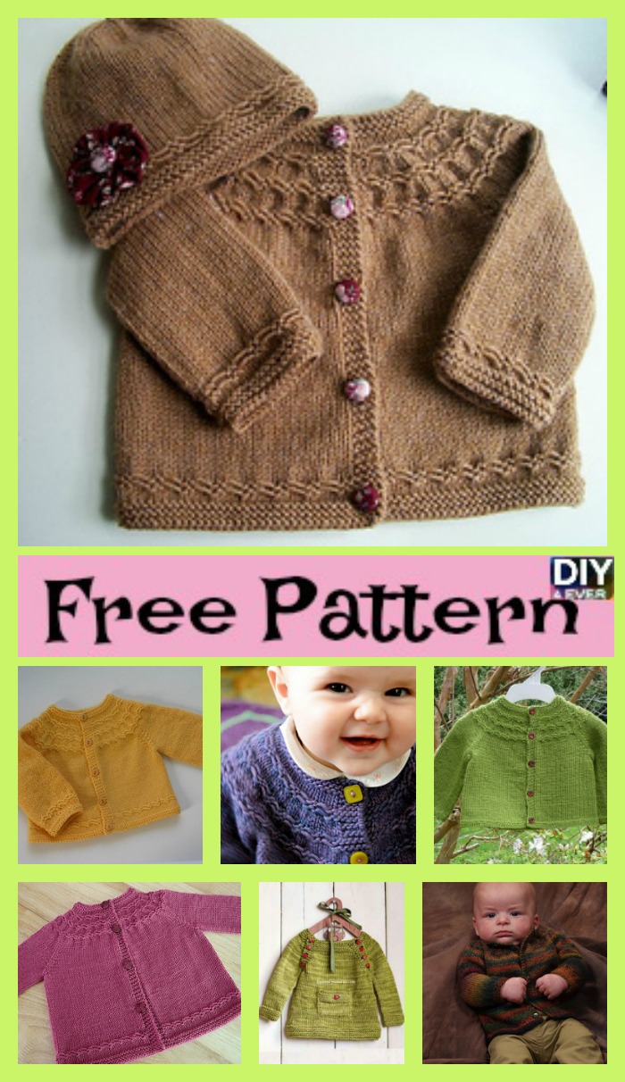 diy4ever- Cute Cozy Knitted Baby Sweater - Free Pattern