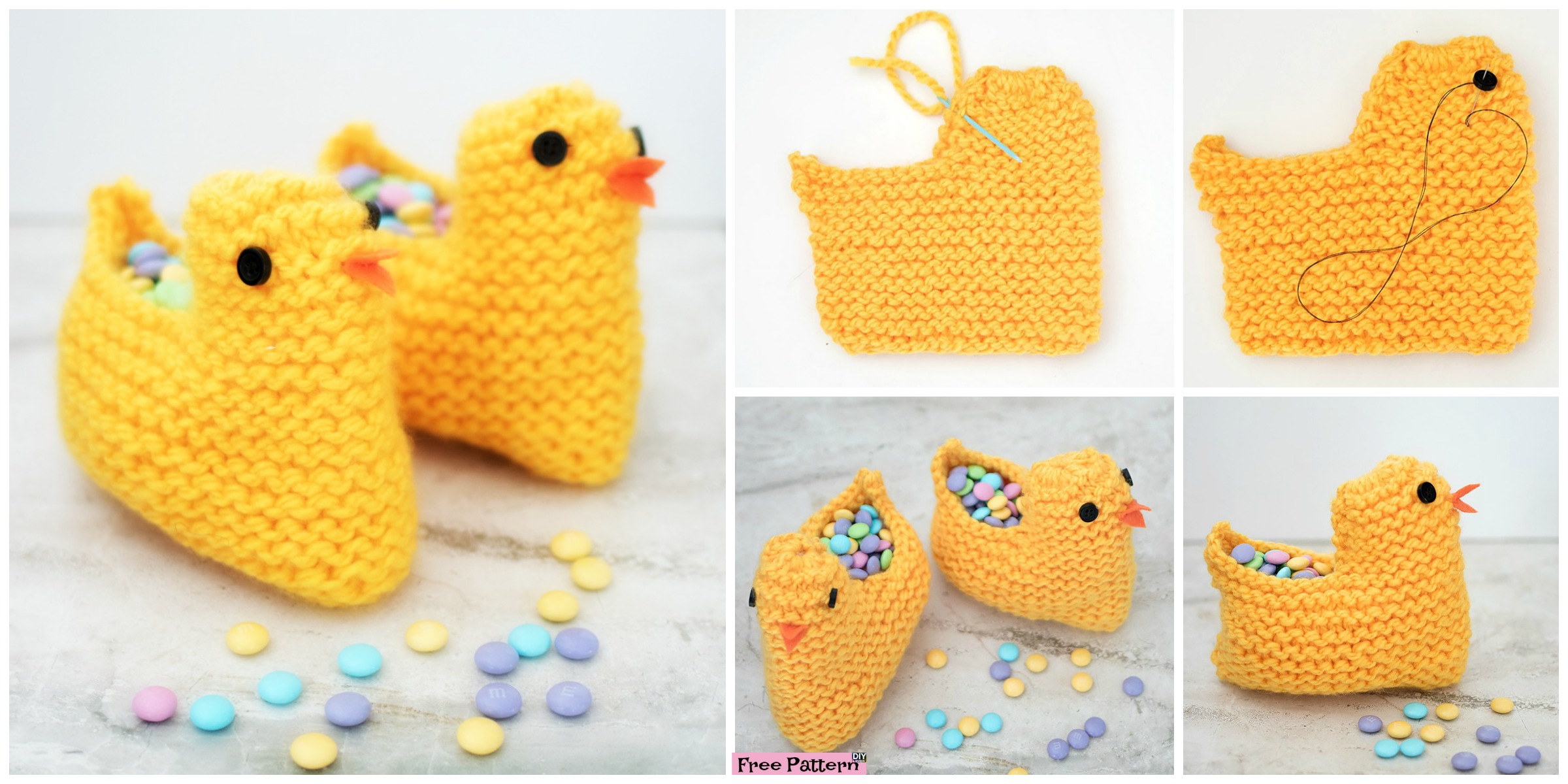 diy4ever- Cute Knit Chick Basket - Free Pattern