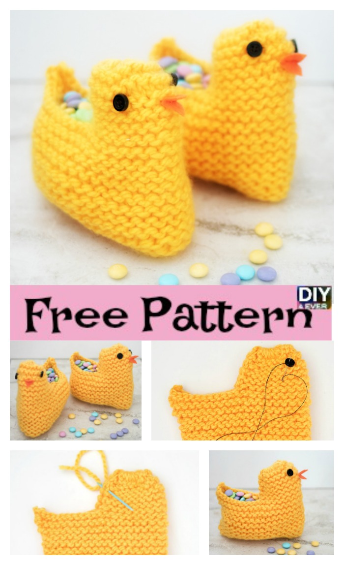 diy4ever- Cute Knit Chick Basket - Free Pattern 