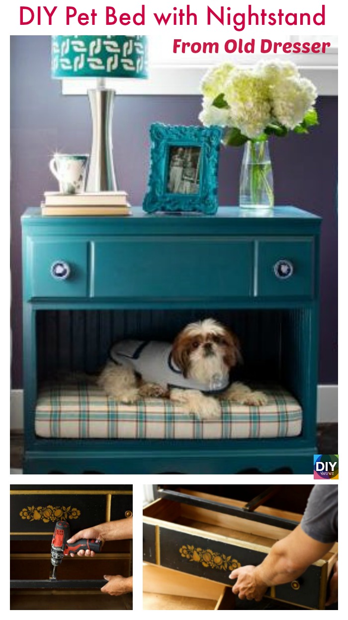 diy4ever- DIY Pet Bed with Nightstand - From Old Dresser