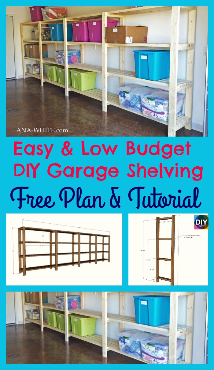 diy4ever- Easy & Low Budget DIY Garage Shelving - Free Plan 