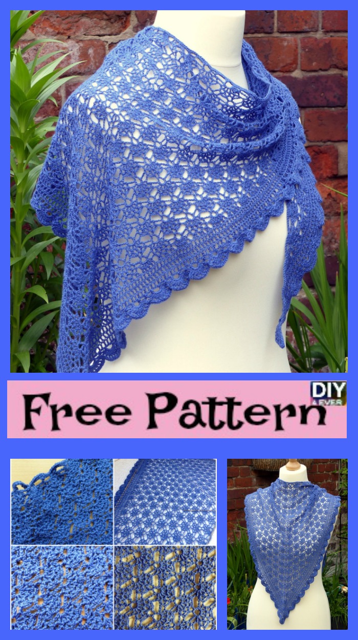 diy4ever- Elegant Crocheted Lace Shawl - Free Pattern 