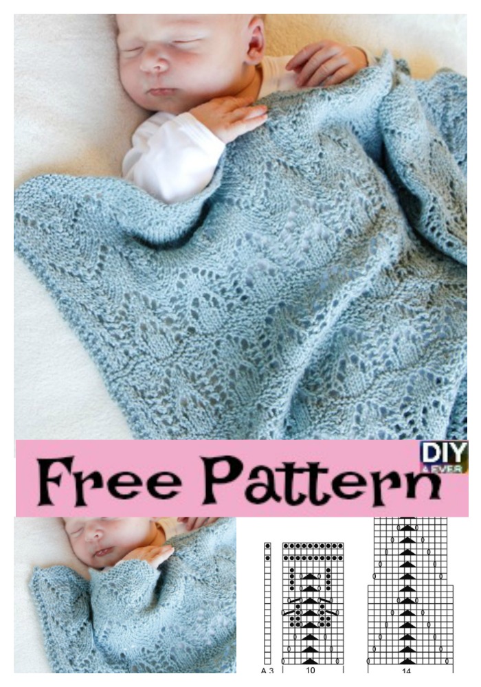 diy4ever- Knitted Baby Lace Blanket - Free Pattern 