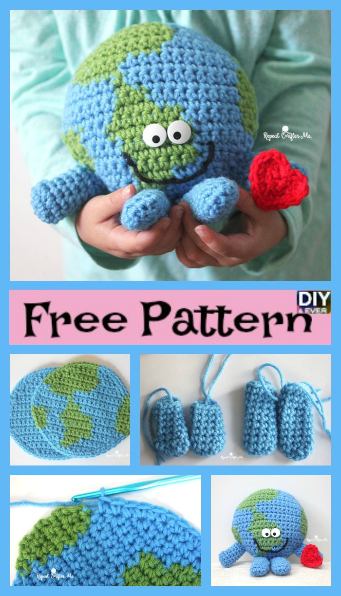 diy4ever- Planet Earth Crocheted Cuddle Buddy - Free Pattern 