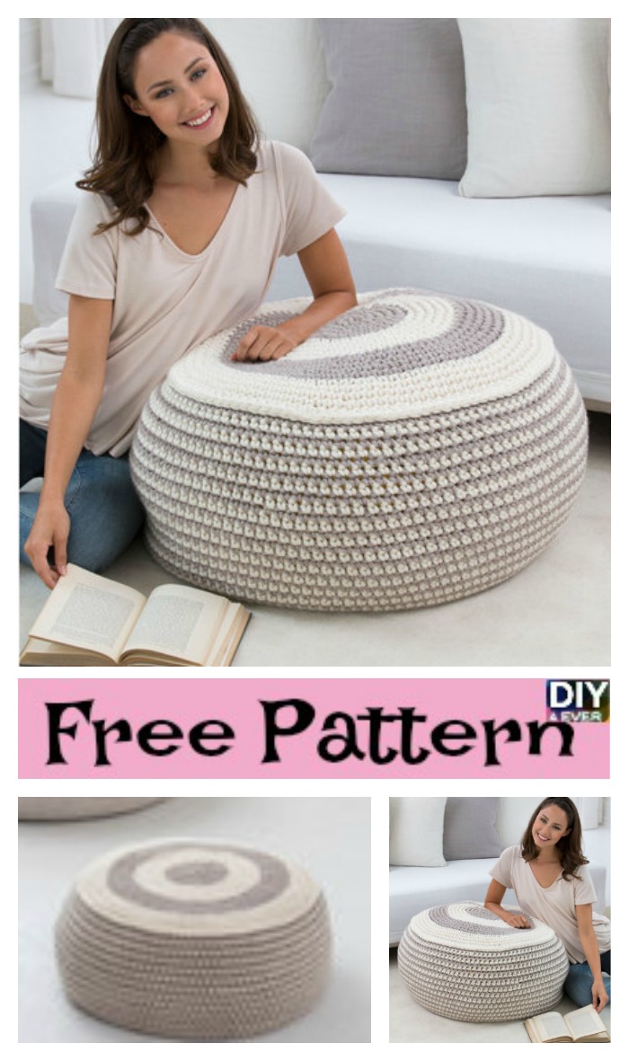 diy4ever-Stylish Crochet Ottoman - Free Pattern