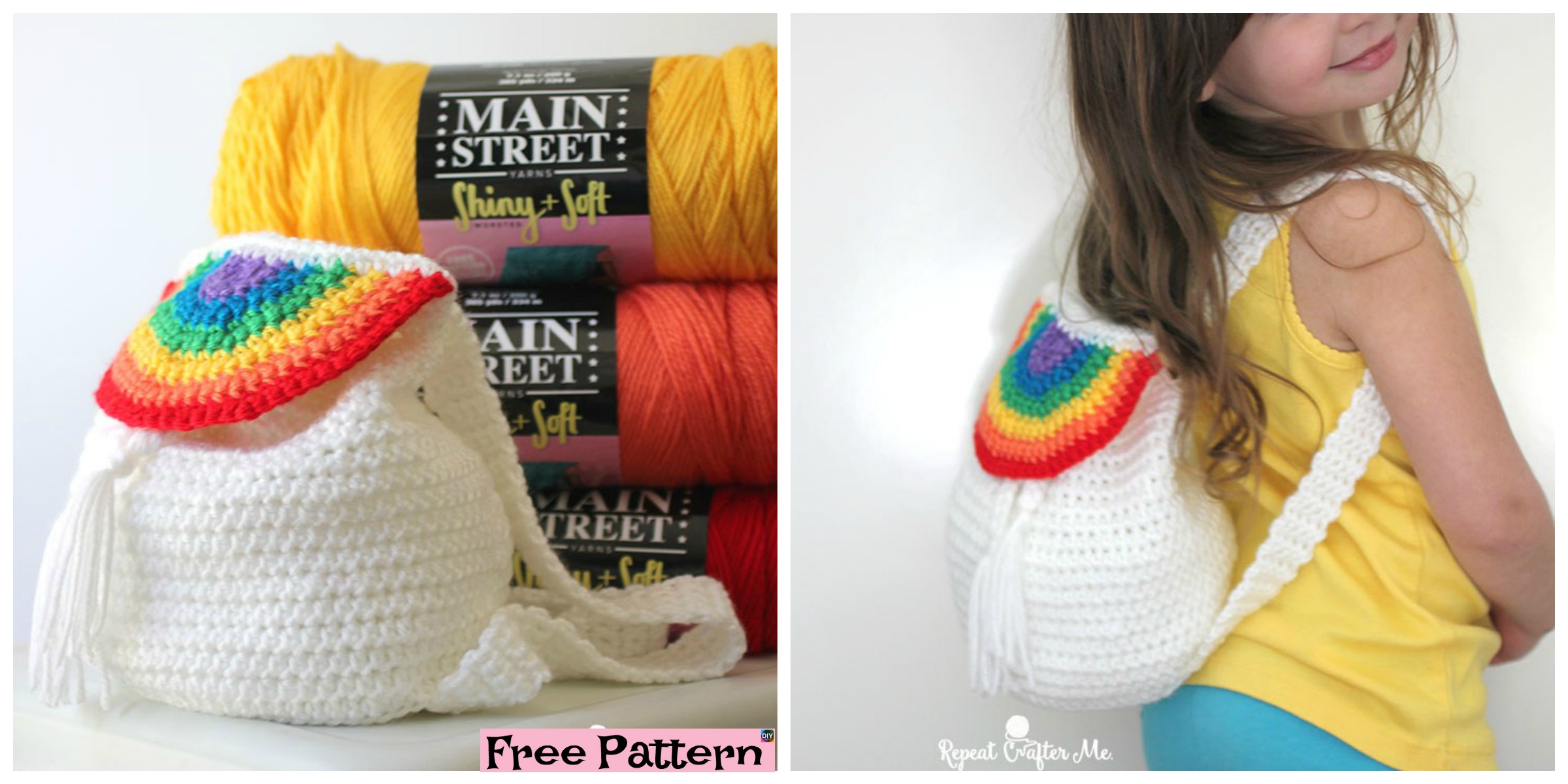 Cute Crochet Rainbow Backpack - Free Pattern