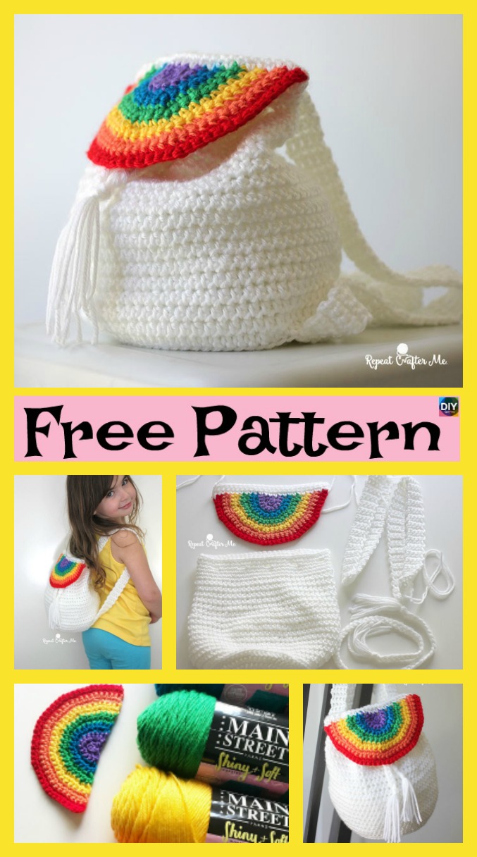 Cute Crochet Rainbow Backpack - Free Pattern