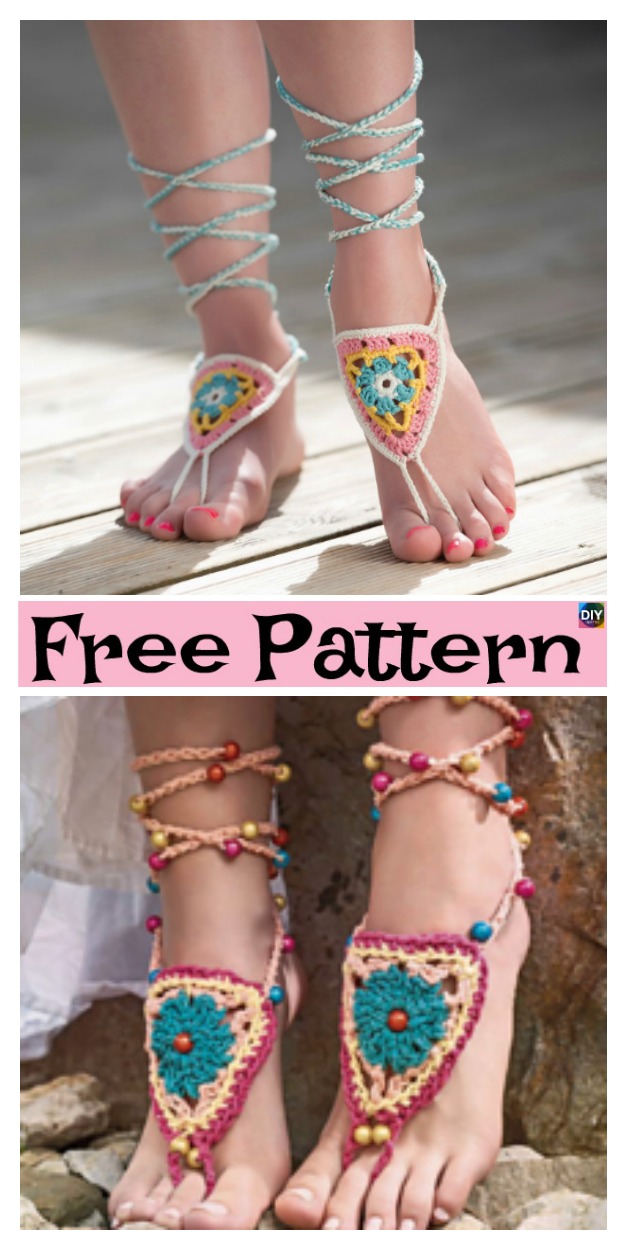 diy4ever-10 Most Unique Crochet Barefoot Sandals - Free Pattern