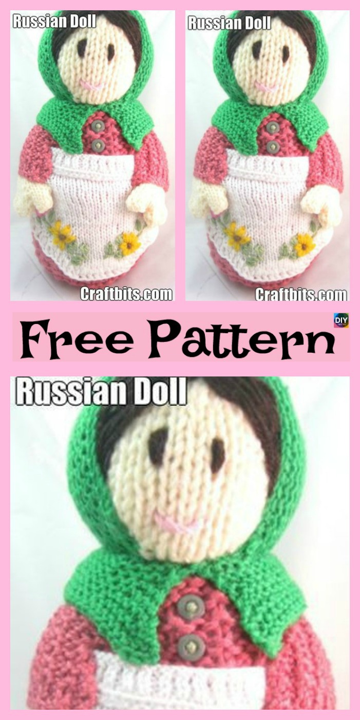 diy4ever- 5 Adorable Knit Russian Dolls - Free Patterns 