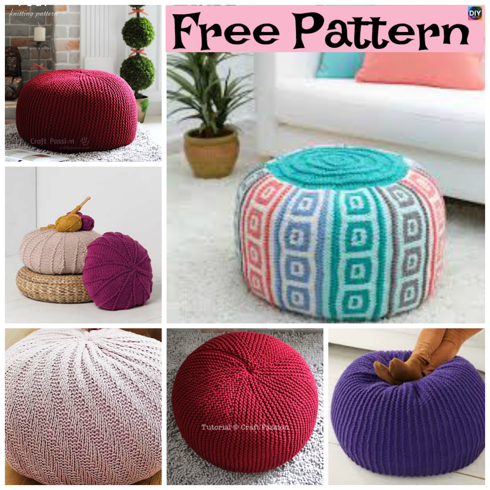 6 Beautiful Knitting Pouf Free Patterns - DIY 4 EVER