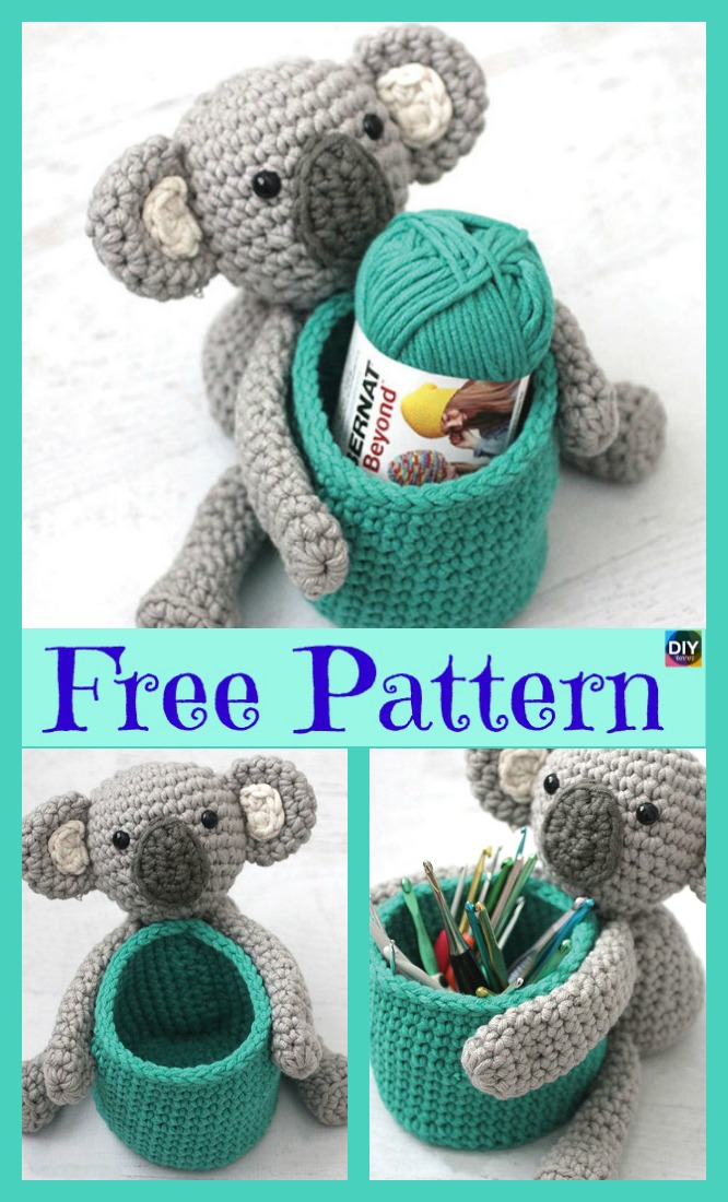 diy4ever- Adorable Crochet Koala Basket - Free Pattern 
